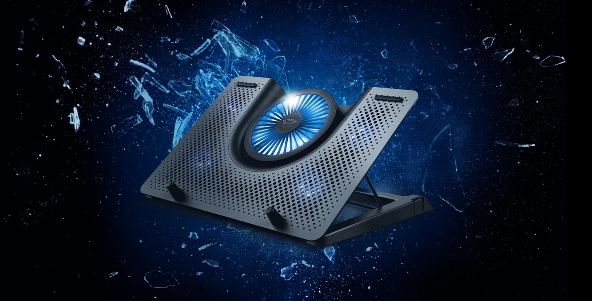 Подставка для ноутбука Trust GXT 1125 Quno, до 17.3", BLUE LED, черный.