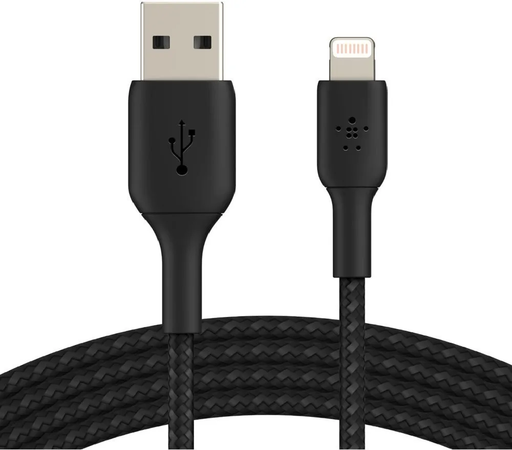 Кабель USB-A > Lightning заряджання/синхронізації Belkin 2м, 12Вт, плетений, чорний