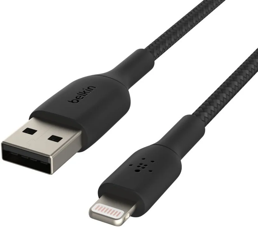 Кабель USB-A > Lightning заряджання/синхронізації Belkin 2м, 12Вт, плетений, чорний