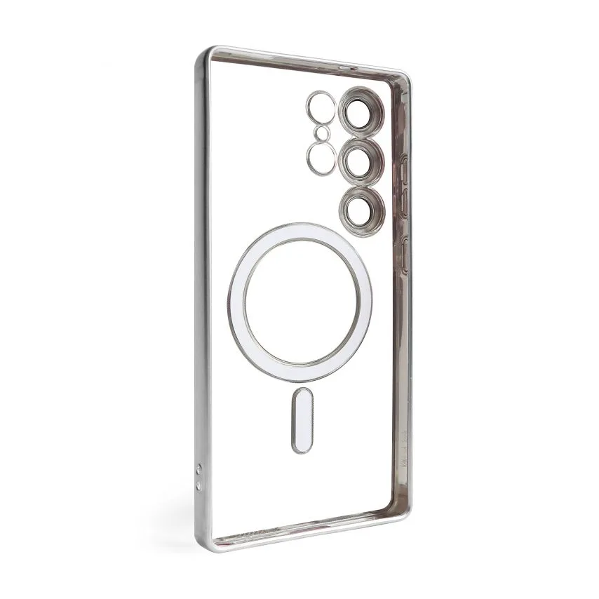 Чохол MagSafe для Samsung S25 Ultra пластиковий силіконовий срібний