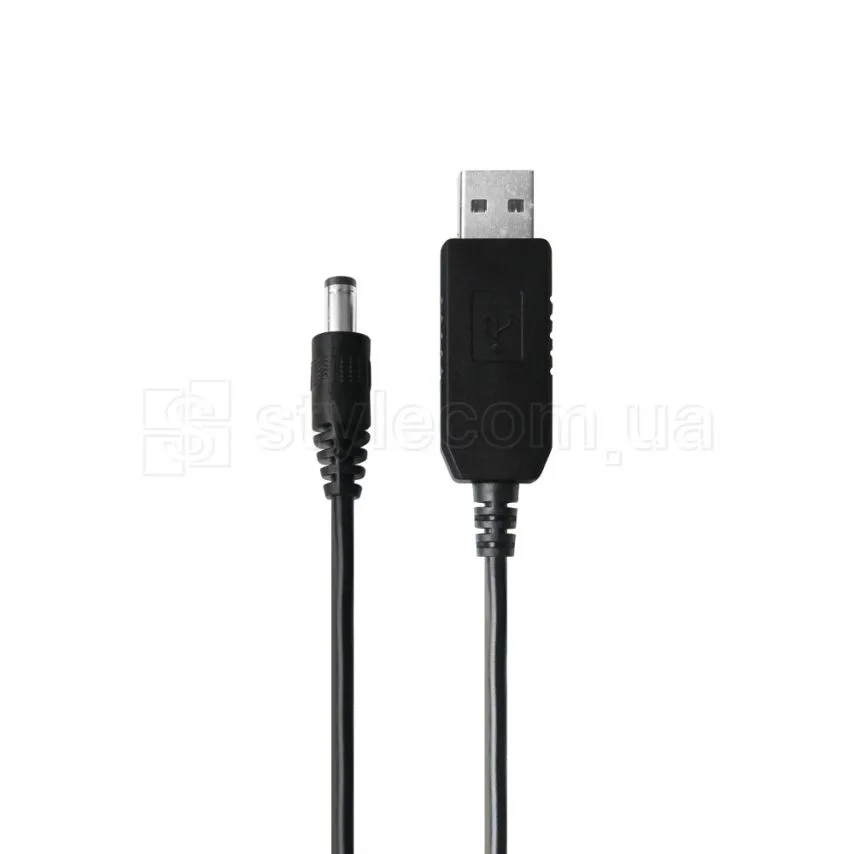 Кабель для роутера USB to DC 9V 0,5м чорний силікон пластик