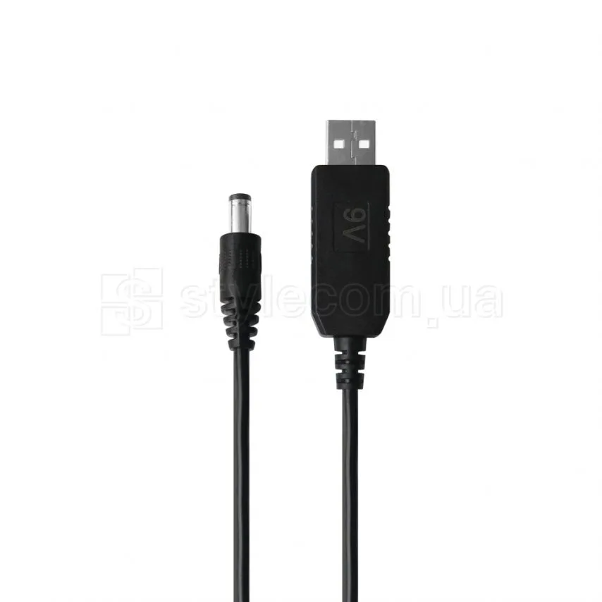Кабель для роутера USB to DC 9V 0,5м чорний силікон пластик