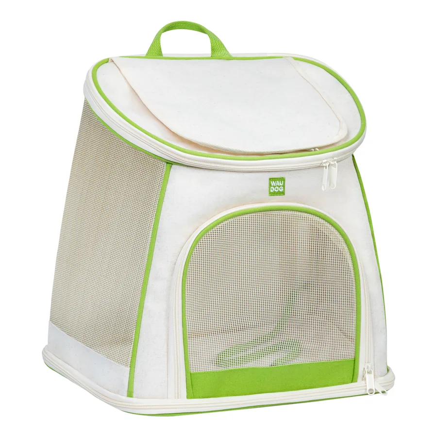 Рюкзак-переноска WAUDOG Relax Eco для котів і собак до 8 кг льон 40x40x26 см