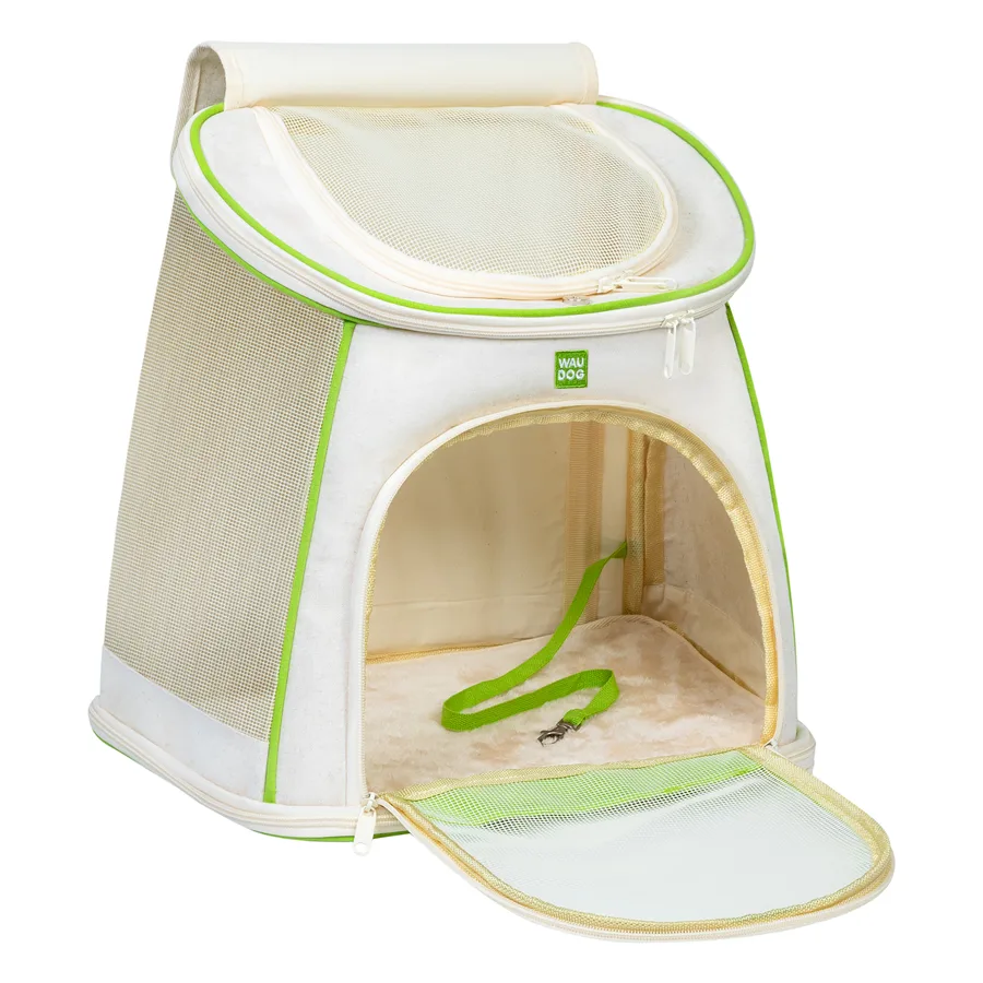 Рюкзак-переноска WAUDOG Relax Eco для котів і собак до 8 кг льон 40x40x26 см