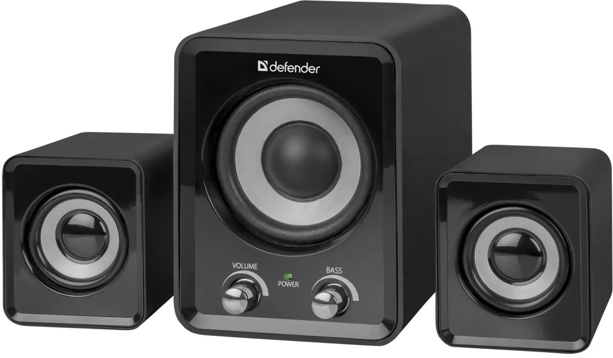 Акустична система Defender 2.1 USB Пластик 130х100х251 мм Чорна