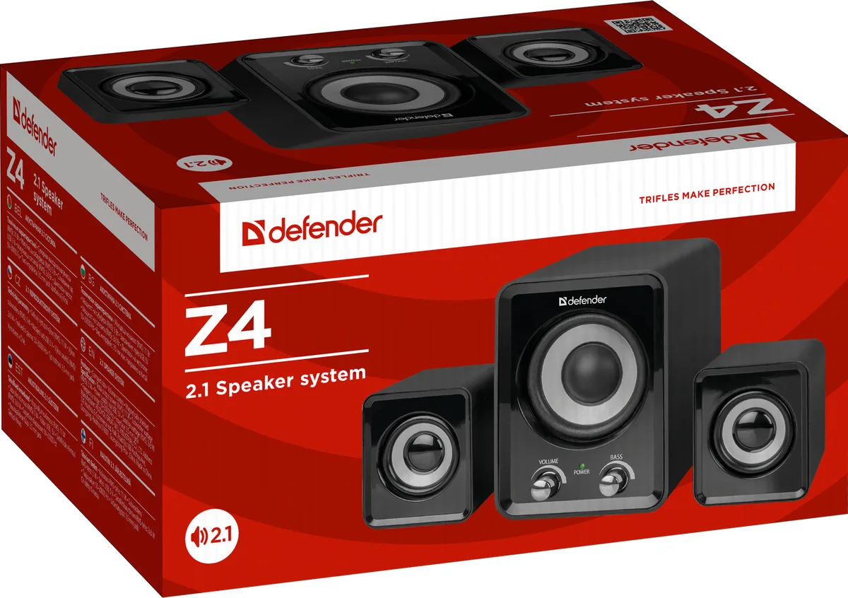 Акустична система Defender 2.1 USB Пластик 130х100х251 мм Чорна
