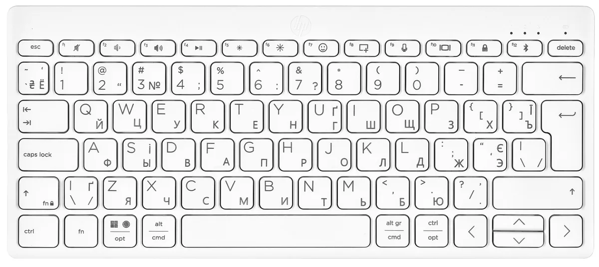 Клавіатура мембранна HP 350 Compact Multi-Device, 78key, BT, EN/UK, білий