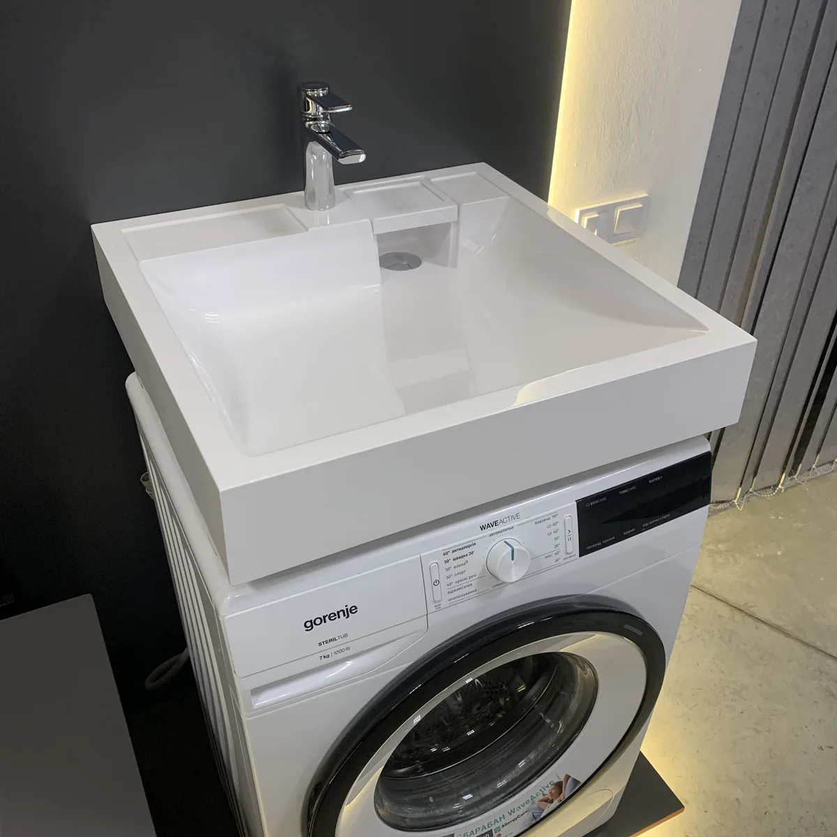 Раковина, умивальник Adamant WASHER NEW, штучний камінь, прямокутна форма, з отвором для змішувача, без переливу, 595.