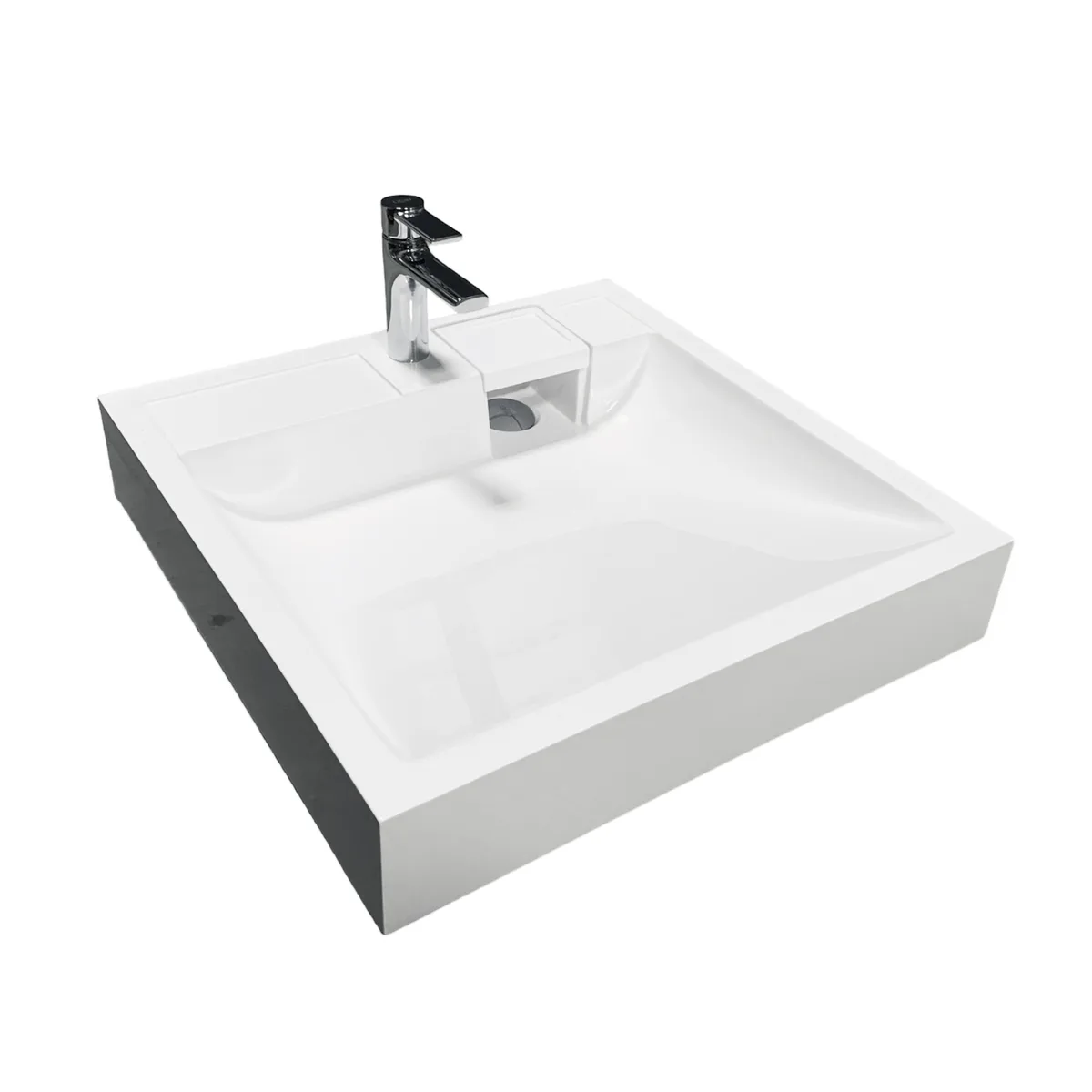 Раковина, умивальник Adamant WASHER NEW, штучний камінь, прямокутна форма, з отвором для змішувача, без переливу, 595.