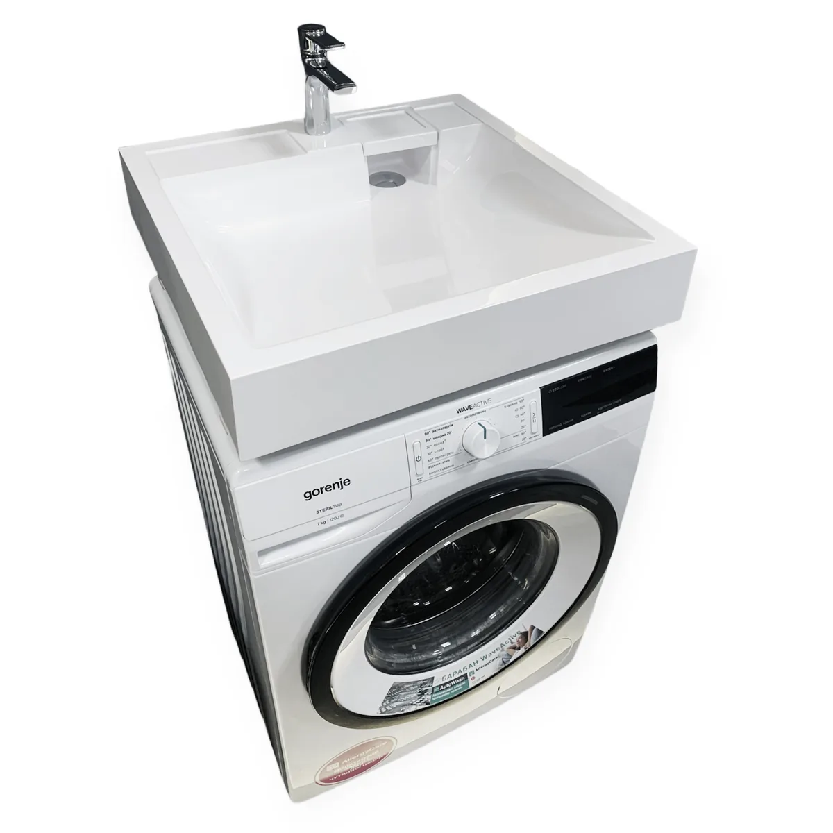 Раковина, умивальник Adamant WASHER NEW, штучний камінь, прямокутна форма, з отвором для змішувача, без переливу, 595.