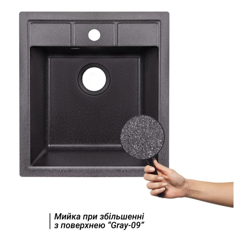 Кухонная мойка Lidz 460x515 графитовая искусственный камень