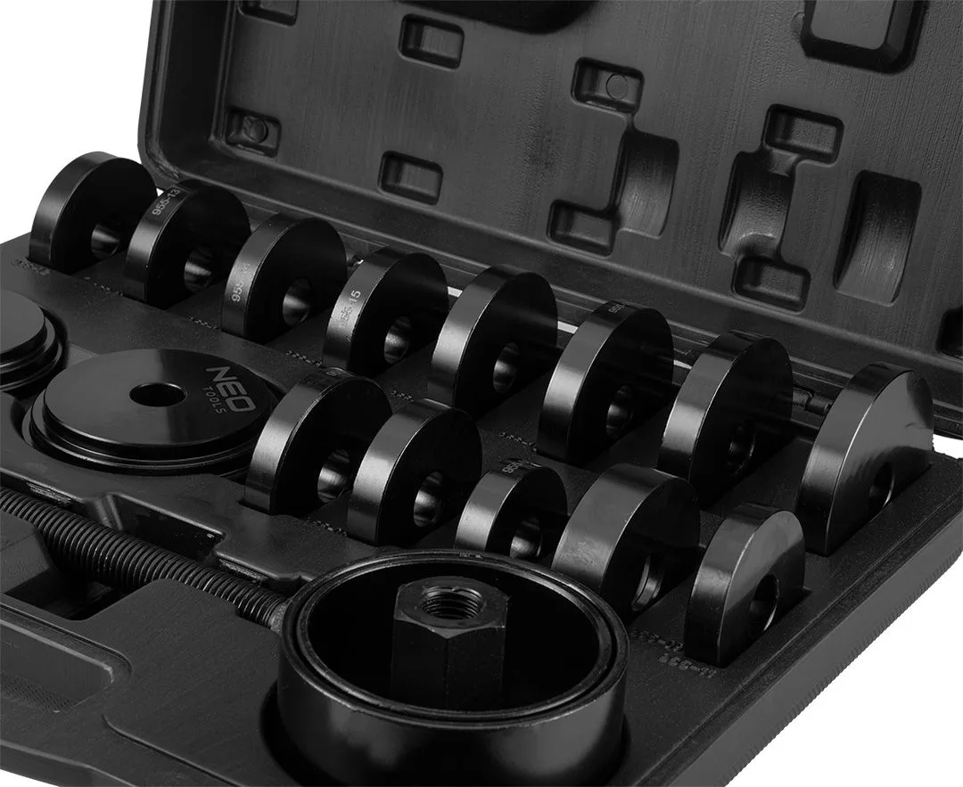 Набор инструментов для установки и снятия подшипников и втулок Neo Tools, 22 шт, 50-55-60-64-67-70-72-74-75-78-82-84-88 мм, кейс, 8.96 кг.
