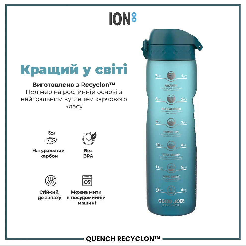Пляшка для води ION8 Recyclon 1000 мл Блакитна