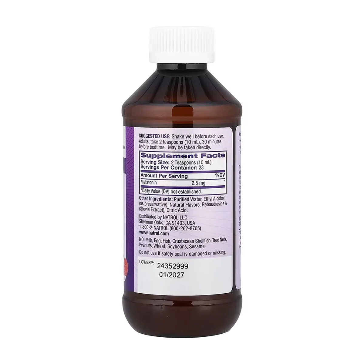 Жидкий мелатонин Natrol 2,5 мг 237 мл без ароматизаторів.