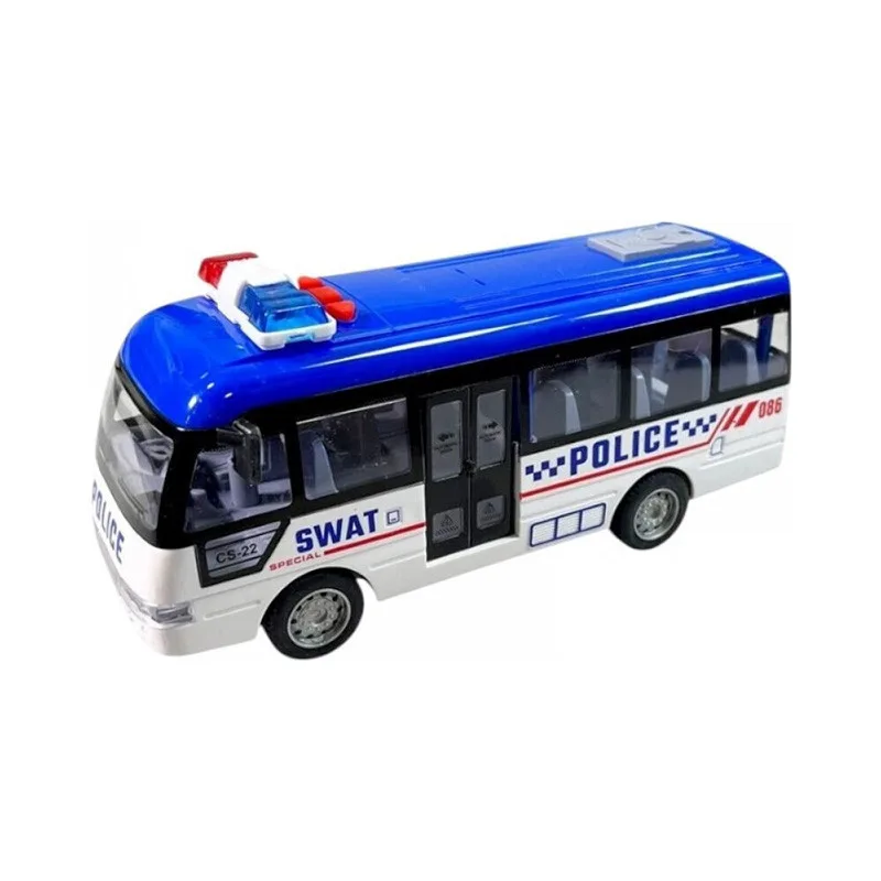 Дитячий інерційний автобус YG Toys пластик 19х6,5х8 см синій зі світловими та звуковими ефектами