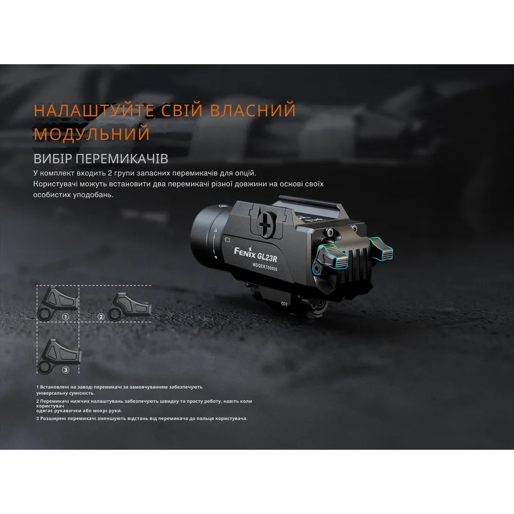 Ліхтар пістолетний Fenix алюміній 87х30х43 мм білий зелений