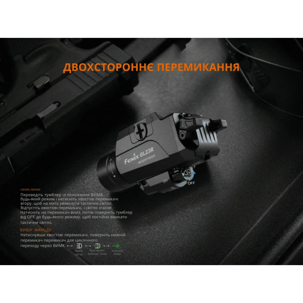 Ліхтар пістолетний Fenix алюміній 87х30х43 мм білий зелений