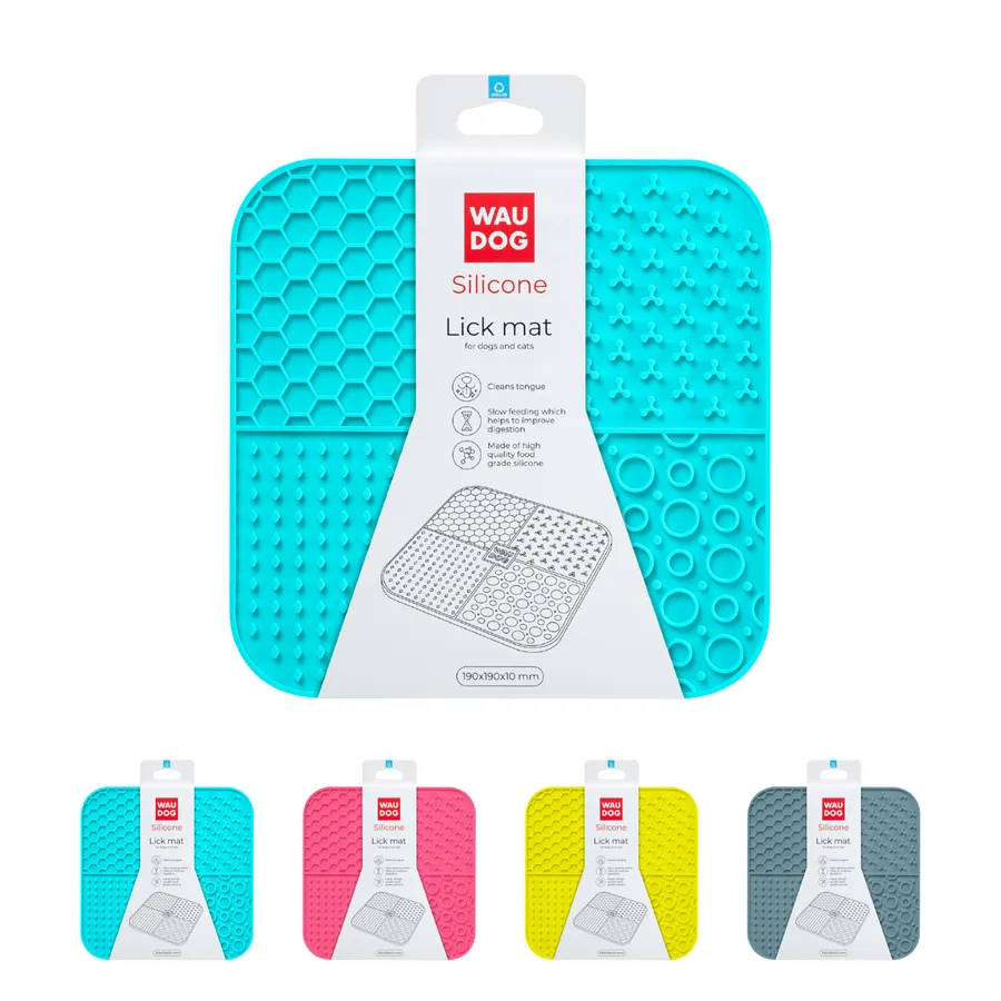 Килимок для злизування WAUDOG Silicone 19х19 см силіконовий блакитний