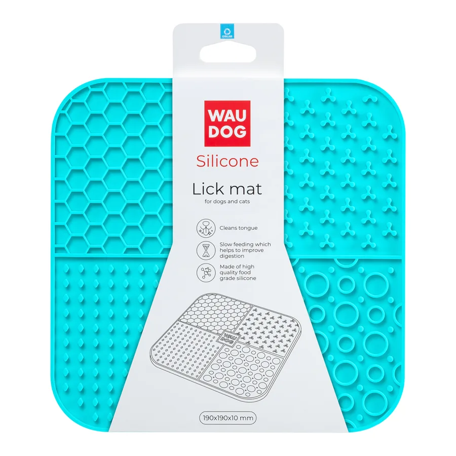 Килимок для злизування WAUDOG Silicone 19х19 см силіконовий блакитний
