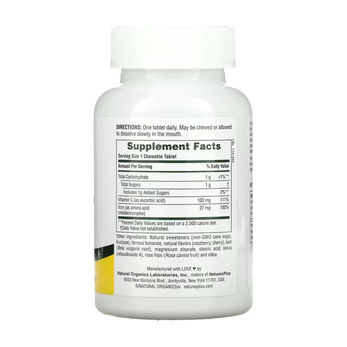 Железо 27 мг с витамином C Nature's Plus 90 таблеток Веганский без глютена