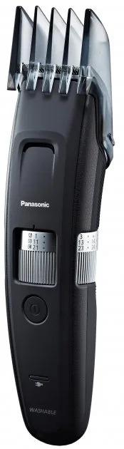 Тример Panasonic для бороди та вусів, комбінований (мережевий та акумуляторний), 4 насадки, сталеві леза, чорний.