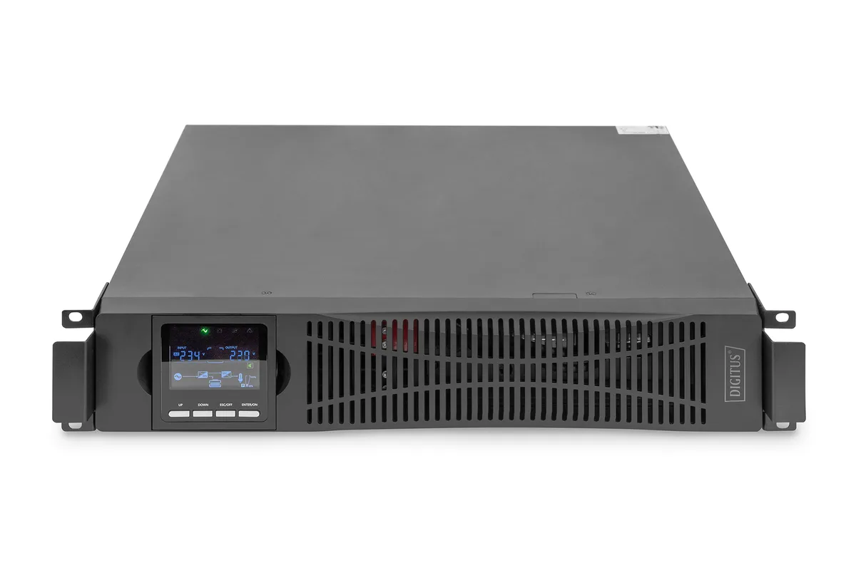 Джерело безперебійного живлення DIGITUS 3000VA/3000W, RTU2, LCD, RJ45, RS232, USB, 8xC13+1xC19