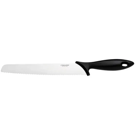 Нож для хлеба Fiskars Essential, 234 см из нержавеющей стали, пластиковой ручкой, черного цвета
