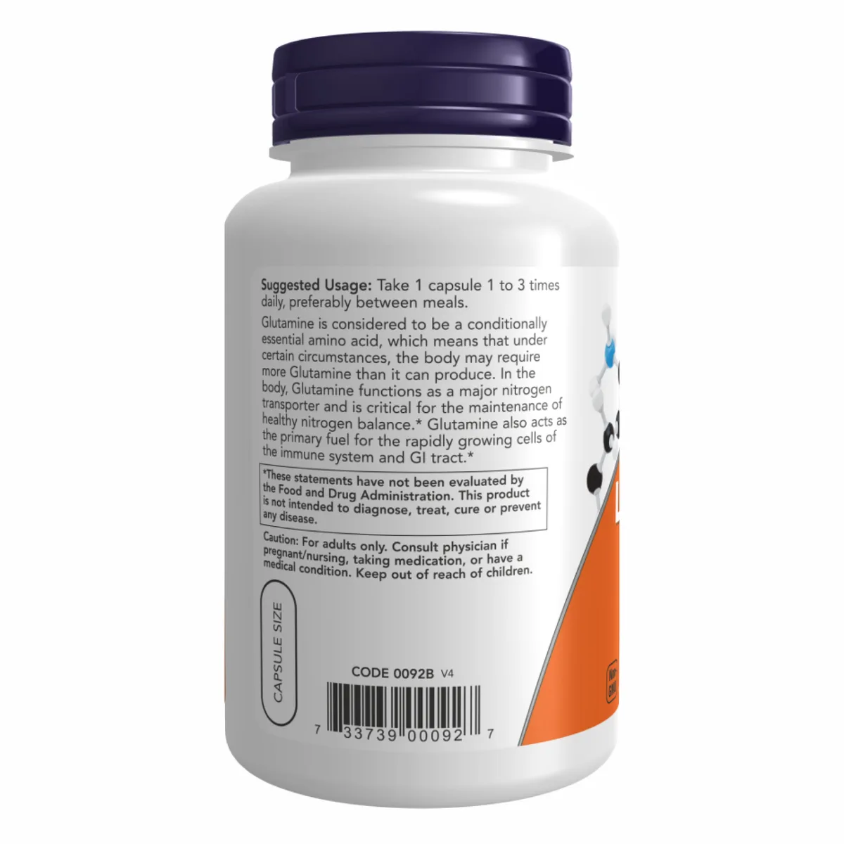 L-Glutamine 500mg Now Foods вегетарианские капсулы 120 шт без ГМО