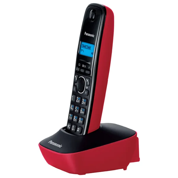 Радіотелефон DECT Panasonic чорний червоний монохромний