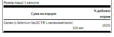 Селен 100 мкг 200 капсул Swanson селенометионин на українську мову буде: 

Селен 100 мкг 200 капсул Swanson селенометионін.