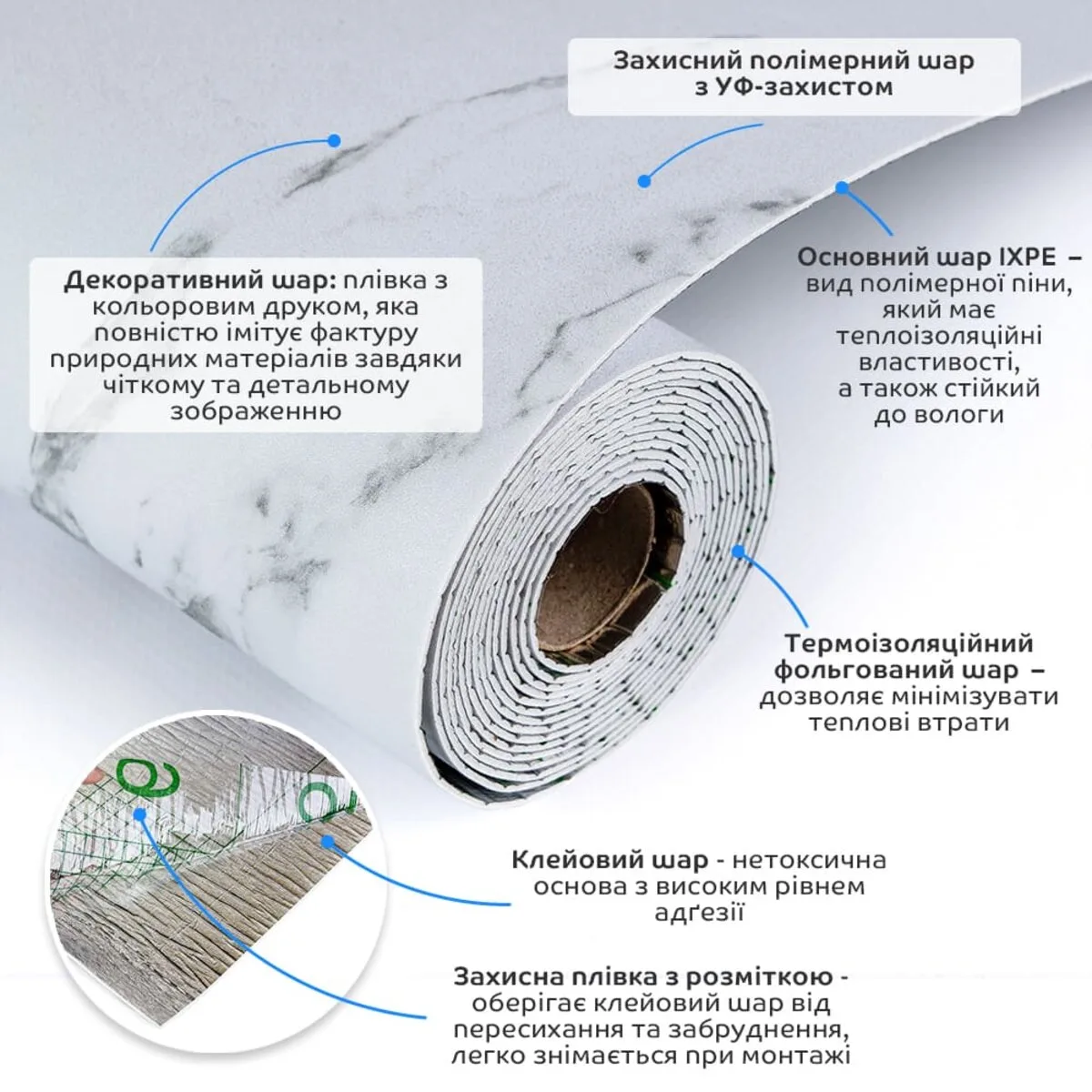 Вінілове підлогове покриття самоклеюче рельєфне IXPE 600х3000х1,5 мм матове