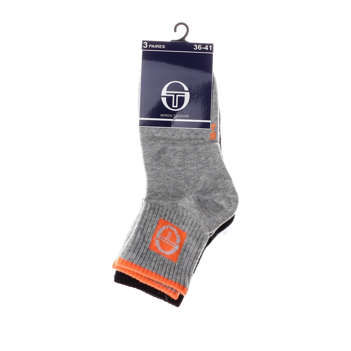 Шкарпетки Sergio Tacchini 3-pack 61% бавовна 36-39 чорний помаранчевий білий