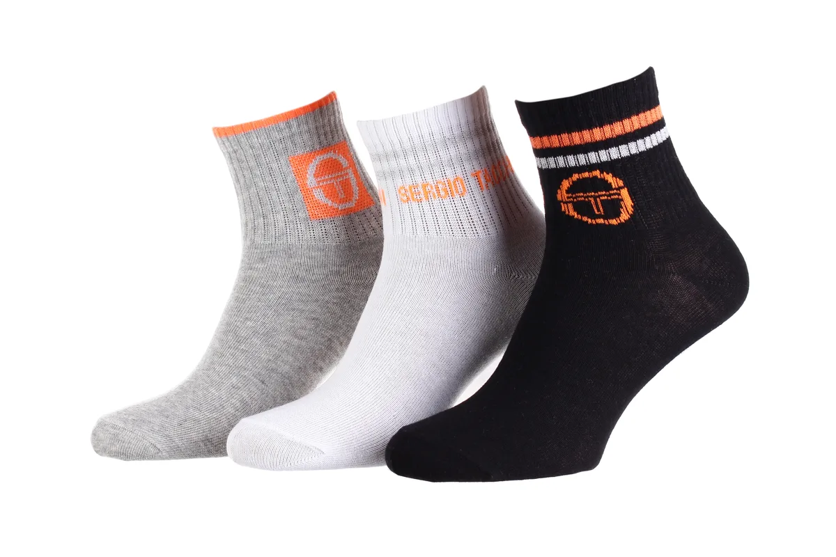 Шкарпетки Sergio Tacchini 3-pack 61% бавовна 36-39 чорний помаранчевий білий