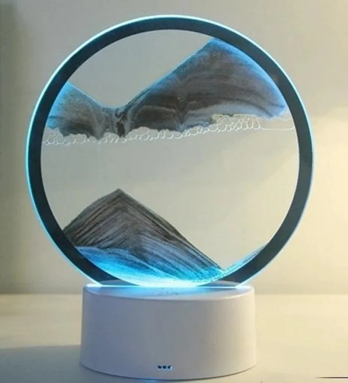 Нічник 3D пісок скло 30х20 см сірий LED 7 режимів