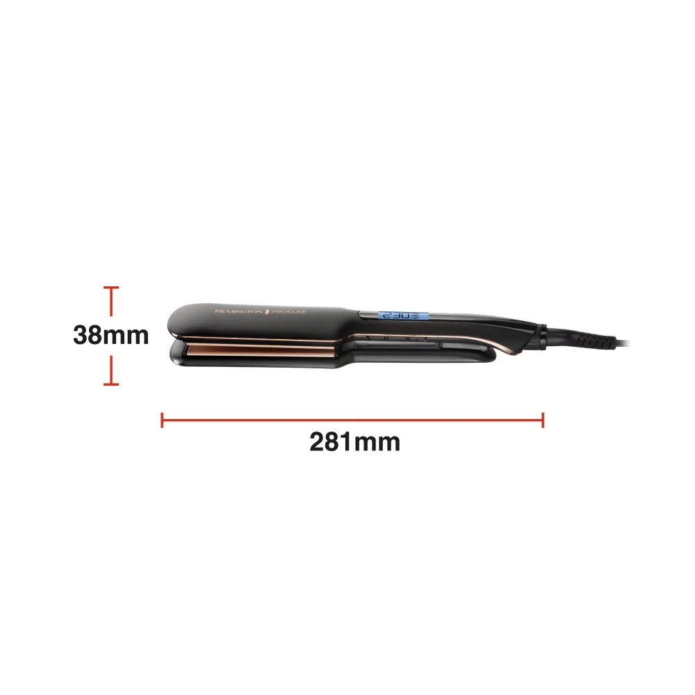 Випрямляч волосся Remington PROluxe Midnight з широкими пластинами, 9 температурними режимами (150-230°C), чохлом, дисплеєм та кер