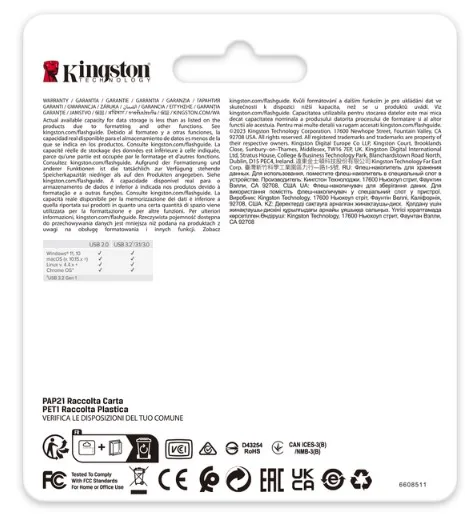 Флешка Kingston 64 ГБ метал USB 3.2 Gold
