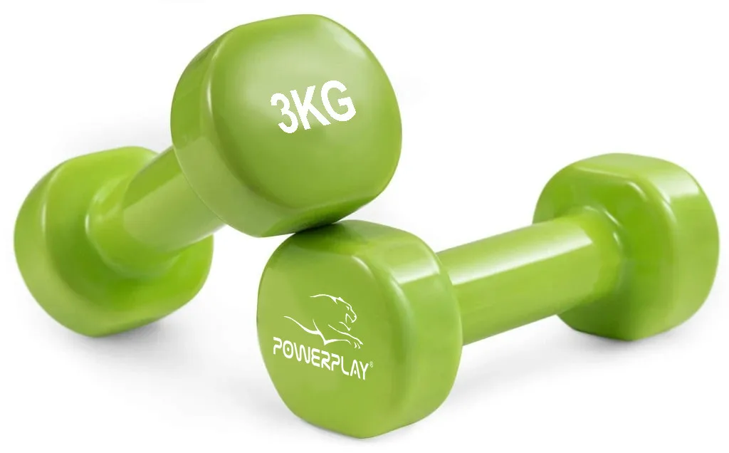Гантелі вінілові Active Point 3 кг Помаранчеві 2 шт + Резинка для фітнесу 7,5 кг