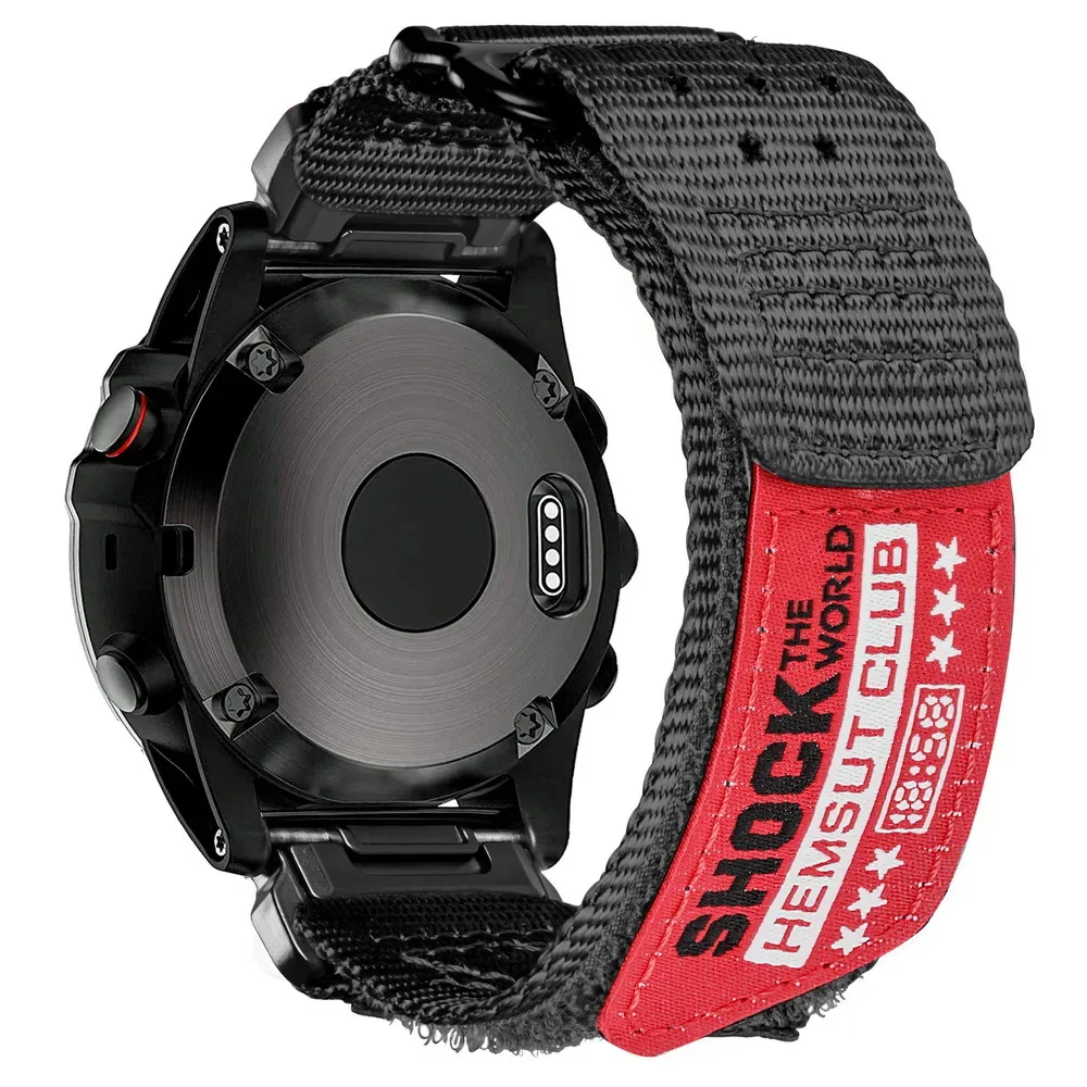 Ремінець Hemsut нейлоновий 22 мм чорний для годинників Garmin