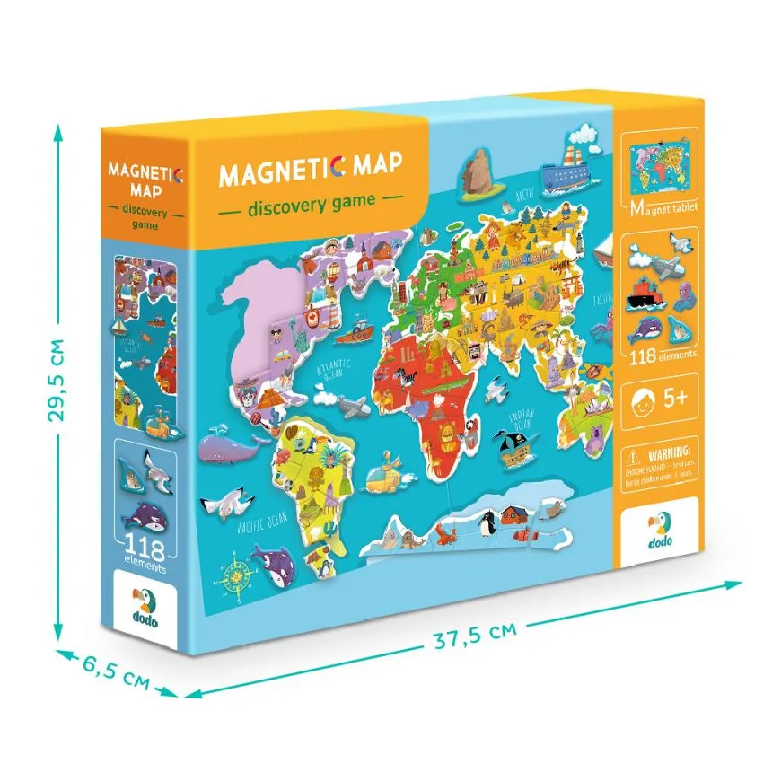 Розвиваюча магнітна гра DoDo Toys магнітна карта 29,5х37,5 см для дітей 5+