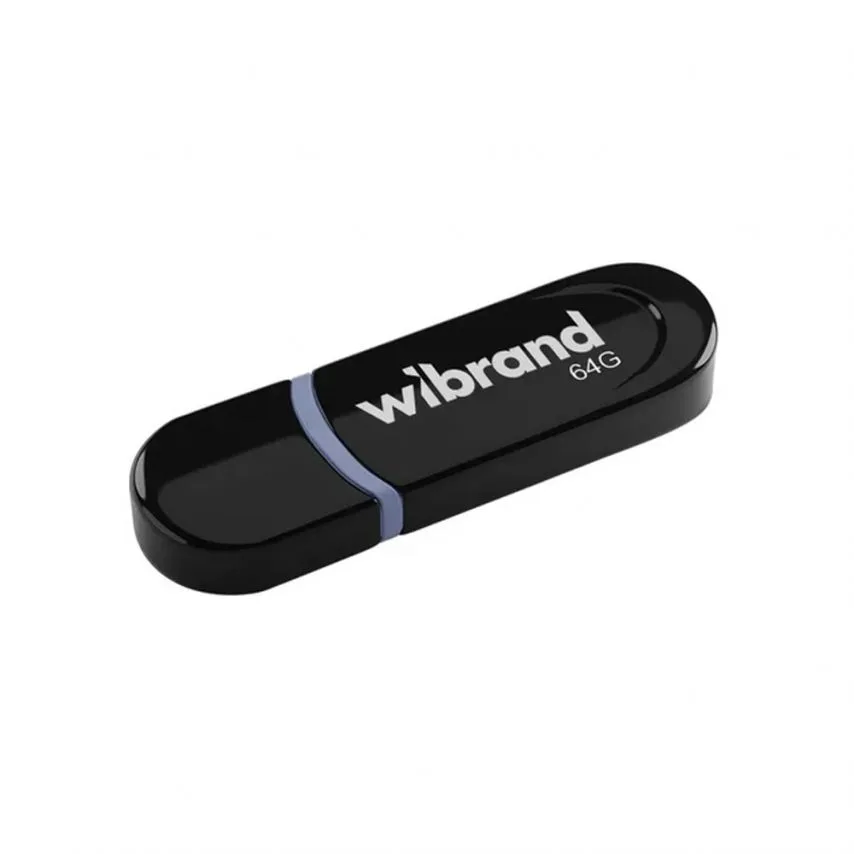 Флеш-пам'ять USB Wibrand 64Гб пластик чорна USB 2.0 з кришкою