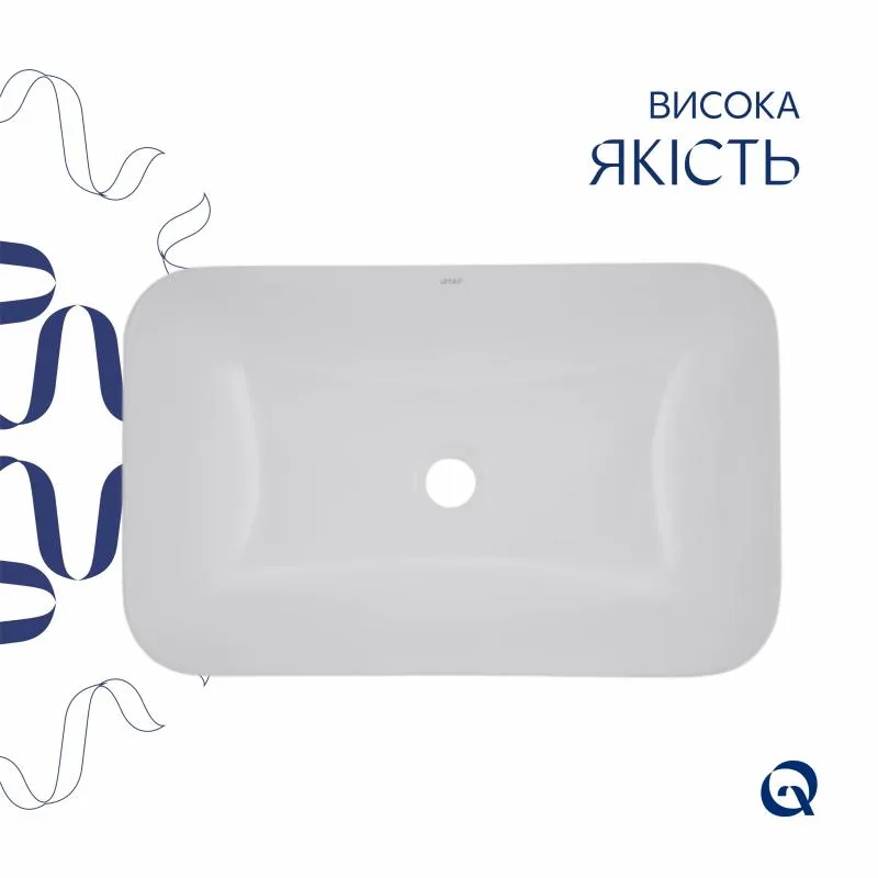 Комплект раковина врізна Qtap Scorpio 615x390 мм керамічна біла з донним клапаном