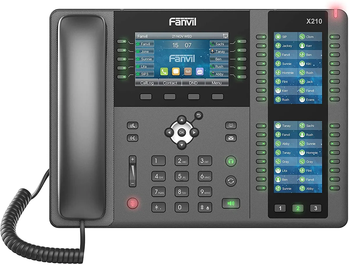 Телефон IP Fanvil X210 2xGE LAN, 1xUSB-A, BT4.2, 20 SIP линий, SW Linux, 106 DSS клавиш, PoE, 4.3" цветной экран.