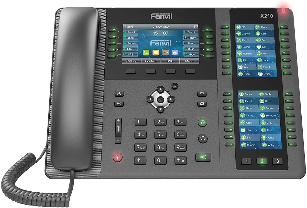 Телефон IP Fanvil X210 2xGE LAN, 1xUSB-A, BT4.2, 20 SIP линий, SW Linux, 106 DSS клавиш, PoE, 4.3" цветной экран.