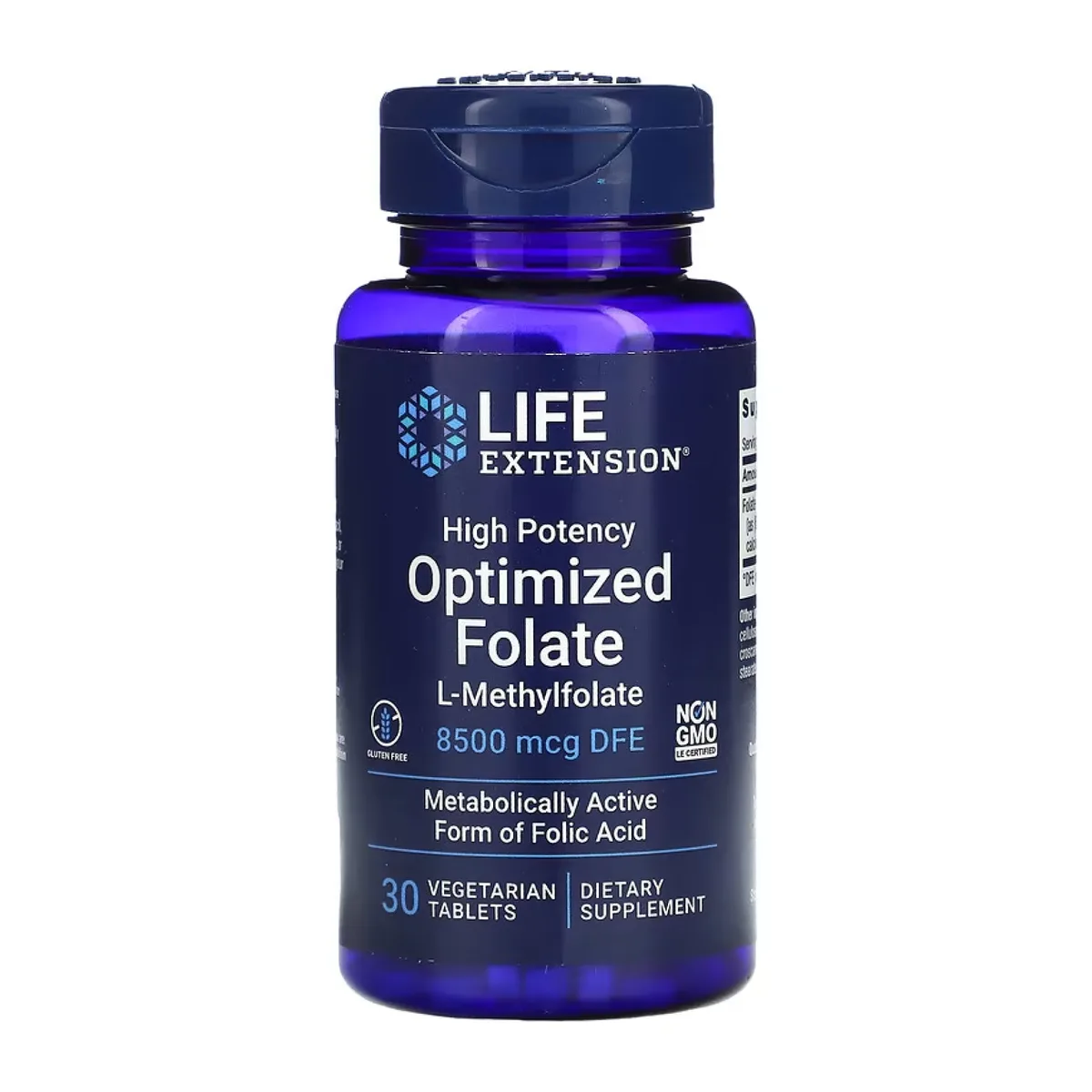 Фолат 5-MTHF Life Extension 8500 мкг 30 таблеток Без глютена Без ГМО