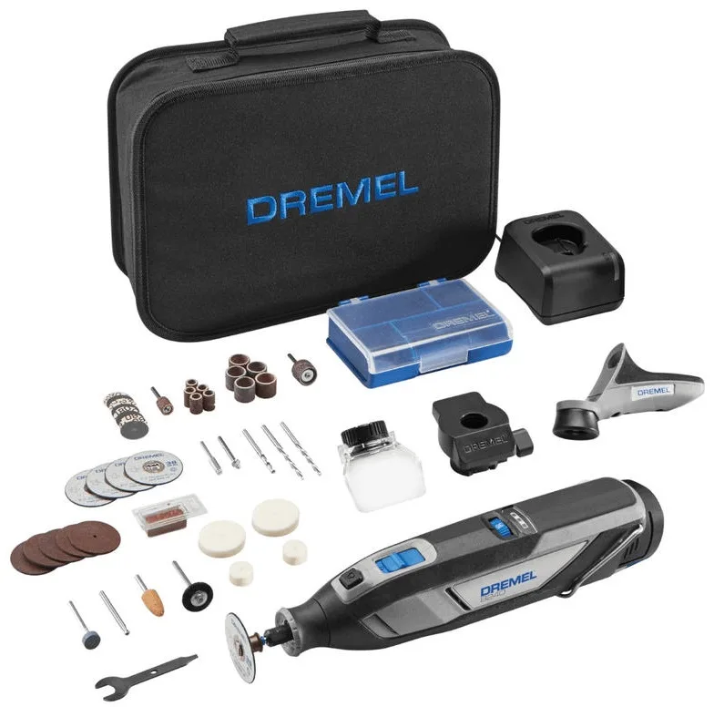 Акумуляторна шліфувально-гравірувальна машина Dremel 8240-3/45 12В з 1х2А·год, 5000-35000 об/хв та 45 аксесуарами.