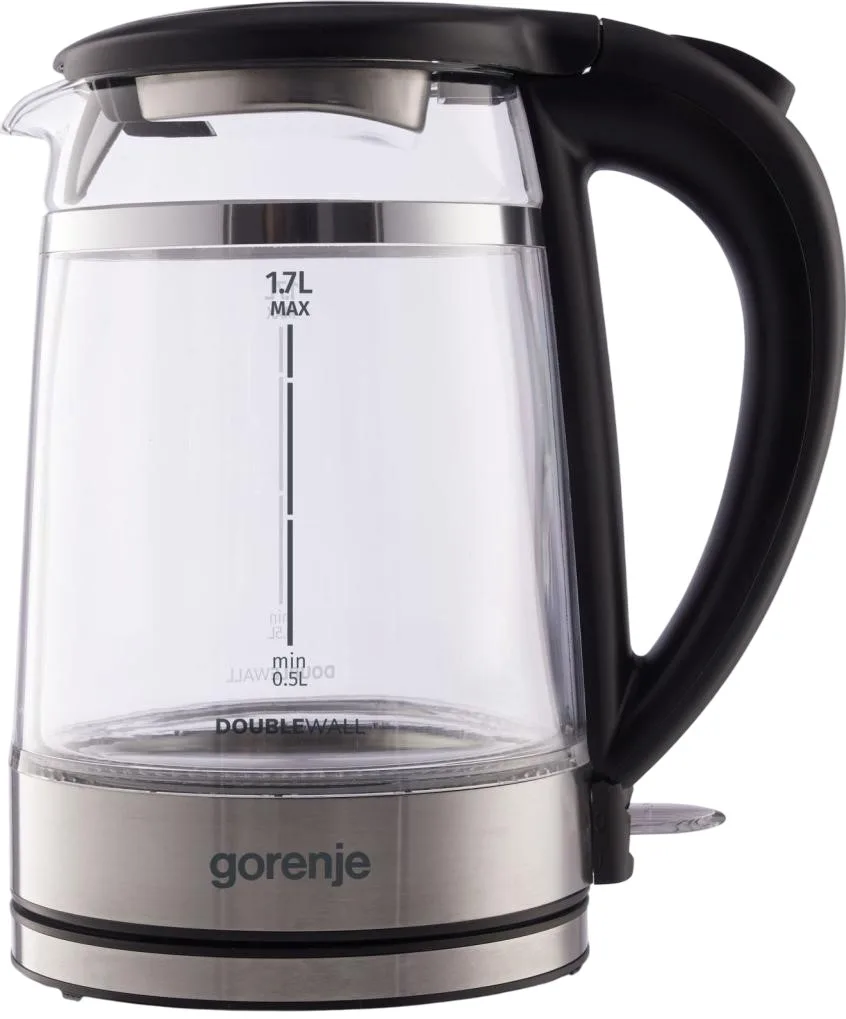 Электрочайник Gorenje 17 л, 2200 Вт, Strix контроль, стеклянный, черный