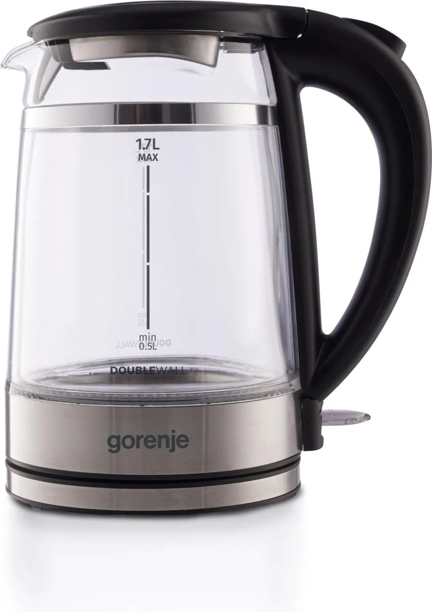 Электрочайник Gorenje 17 л, 2200 Вт, Strix контроль, стеклянный, черный