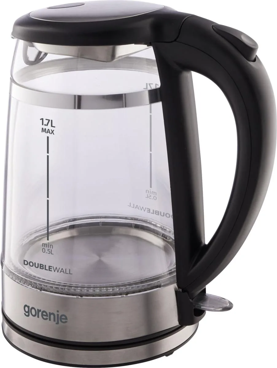 Электрочайник Gorenje 17 л, 2200 Вт, Strix контроль, стеклянный, черный