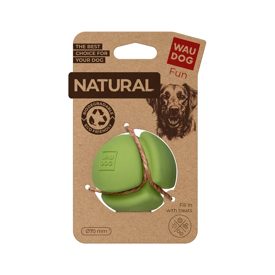 Іграшка для собак WAUDOG Fun Natural М'яч 70 мм біорозкладна гума зелена