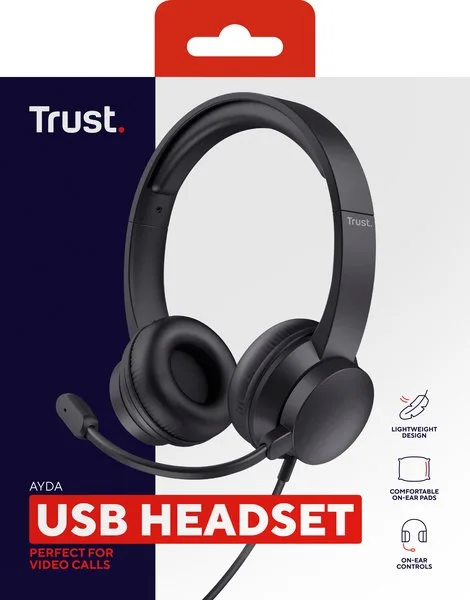 Гарнитура Trust Ayda, USB-A, черный